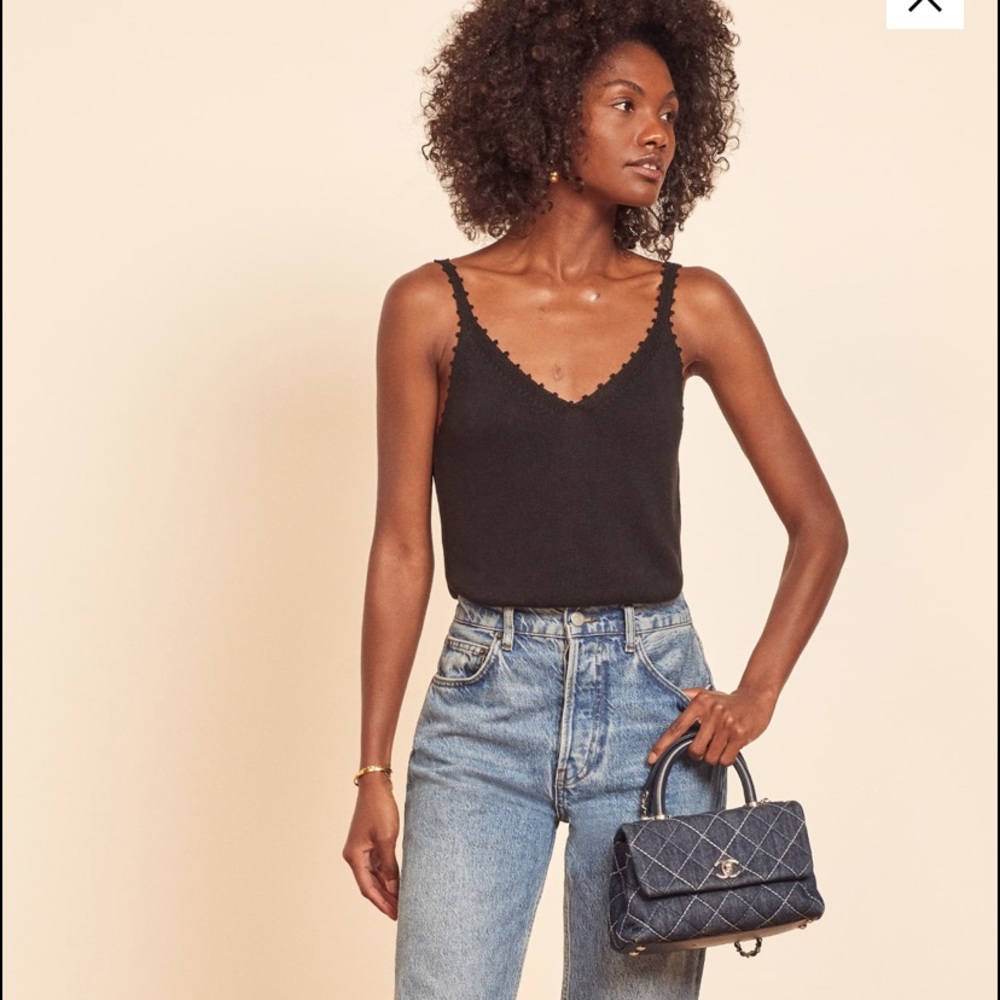Reformation Wisteria Black Tank Top